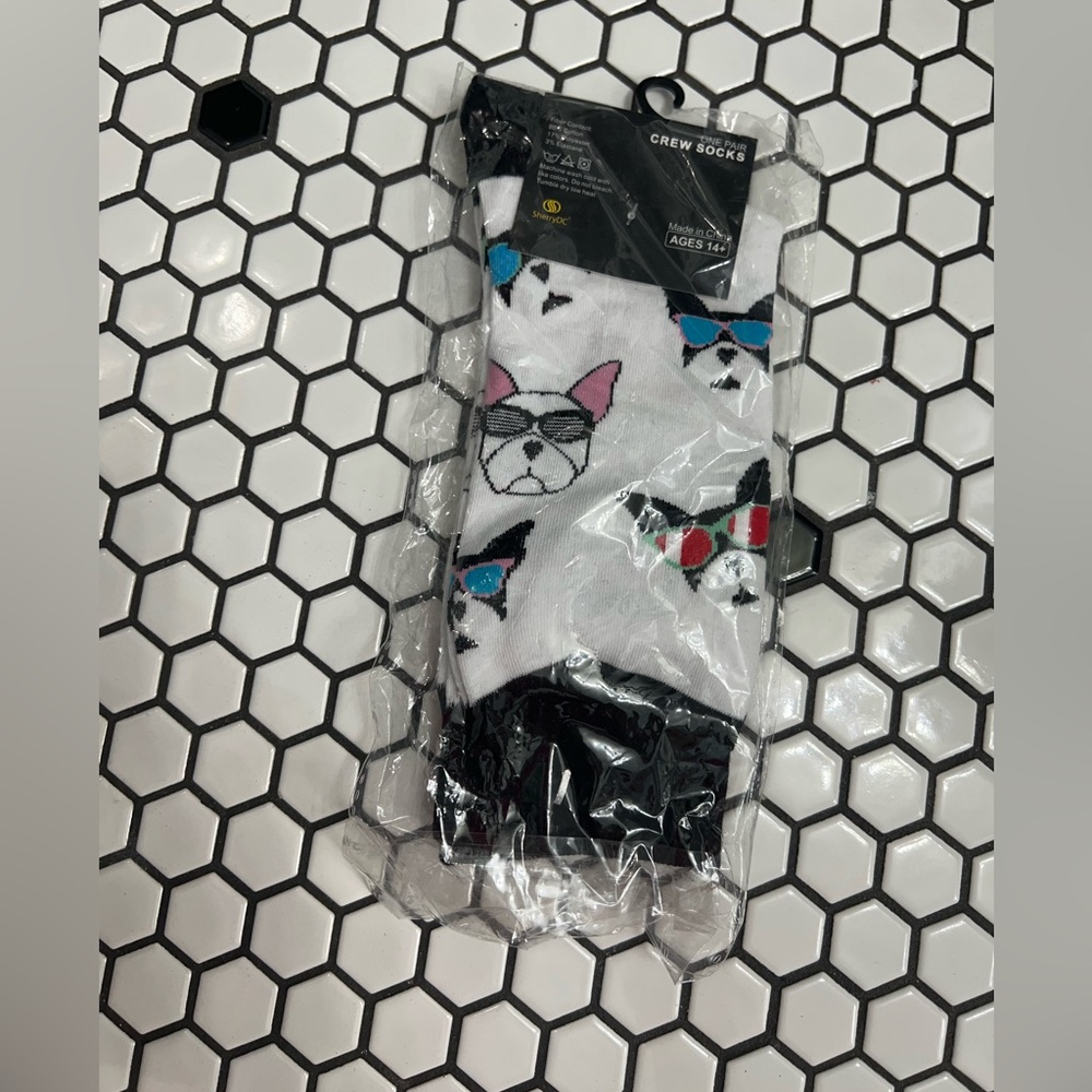 NIP sherry dc French bulldog crew socks